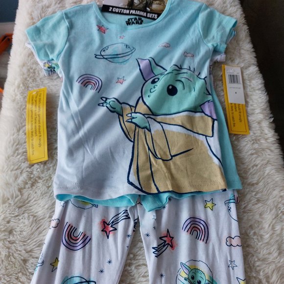 3/$30 4- Piece Disney Star Wars Mandalorian Baby Yoda Cotton Pajama Set - Picture 3 of 14